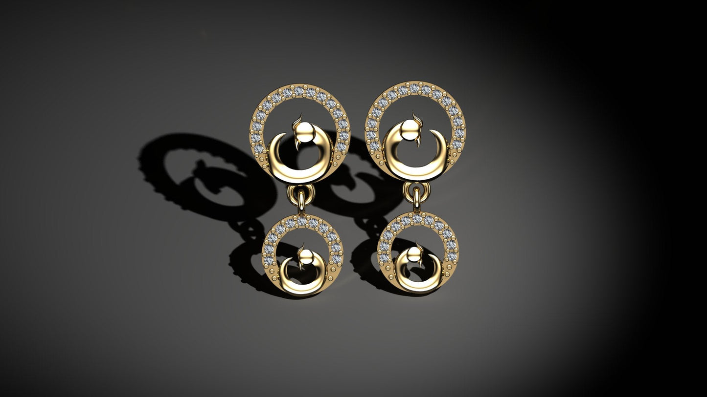 Peacock Diamond Studd Earrings