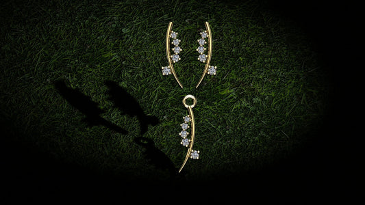 Golden Cascade Pendant with Earrings