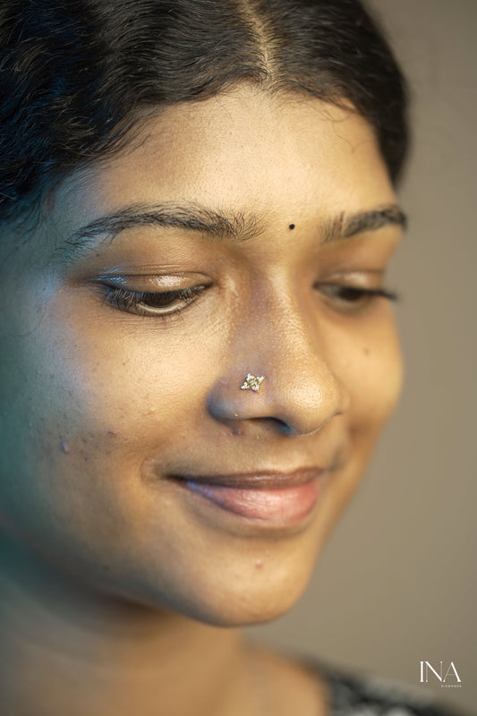 Twinkling Cross Diamond Nose Pin
