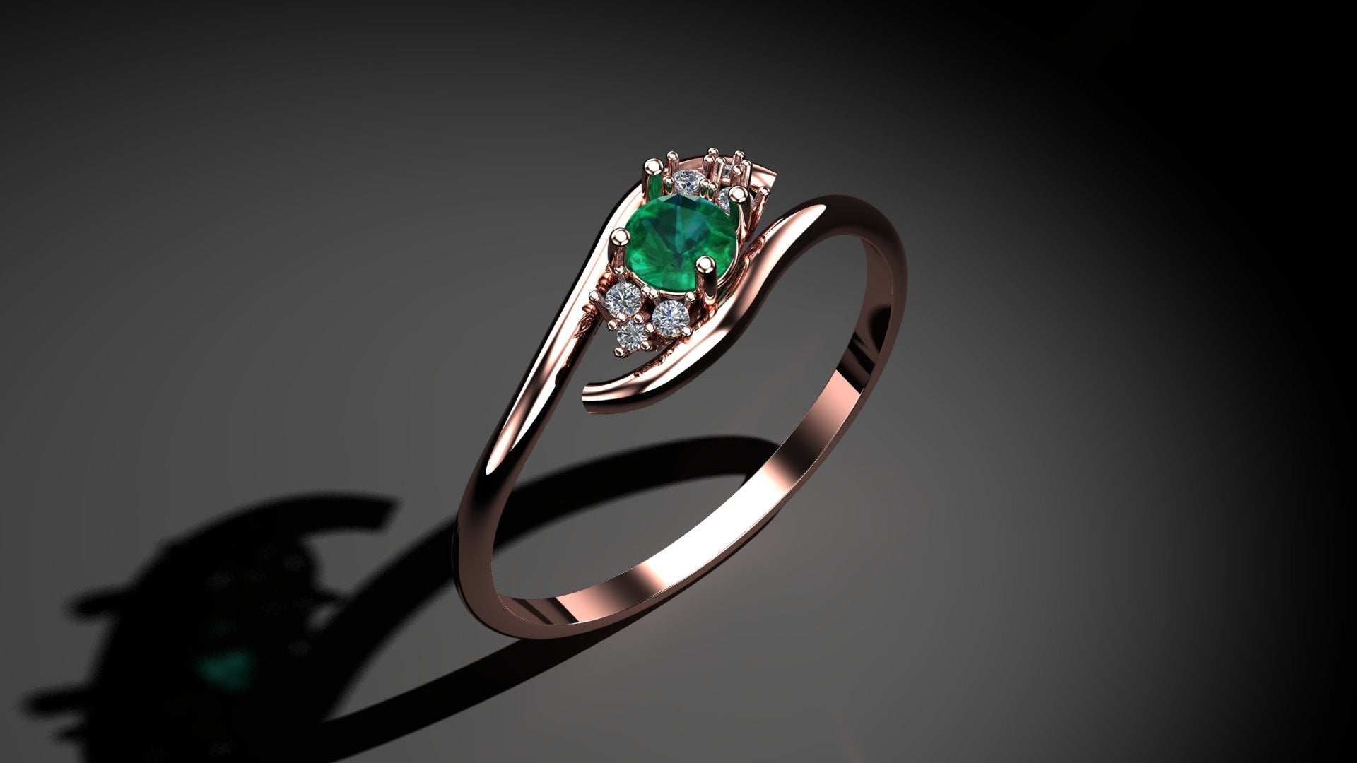 Diamond With Single Gemstone Ring