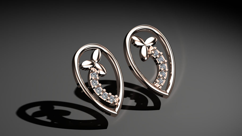 Trickle Diamond Stud Earrings