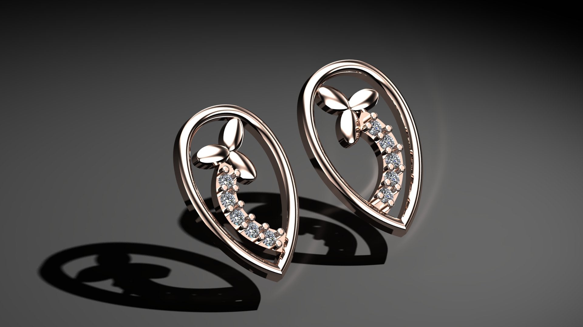 Trickle Diamond Stud Earrings