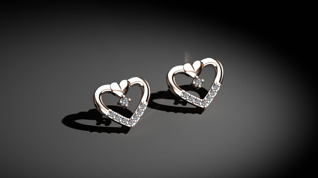 Ornate Heart Diamond Earrings