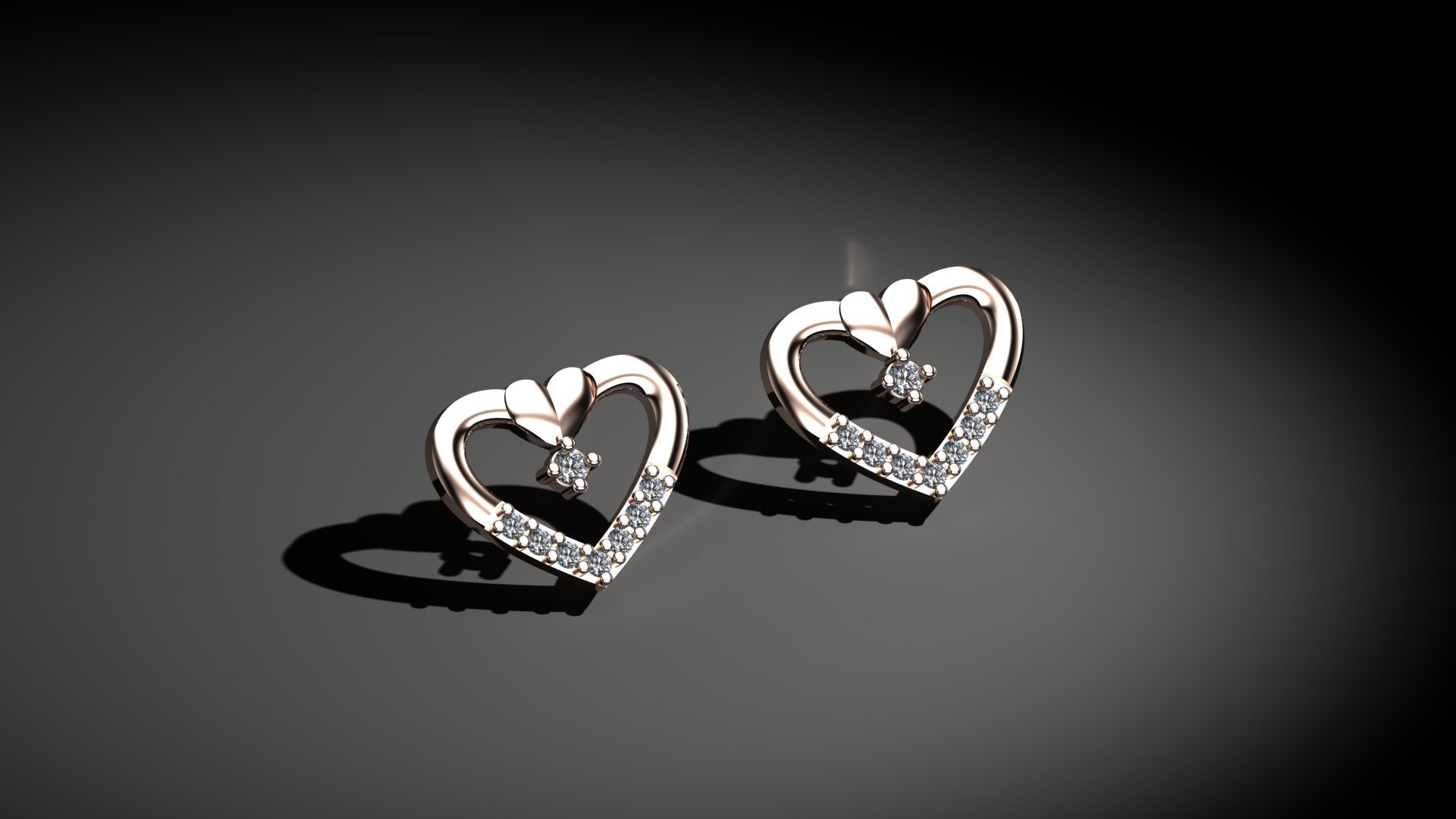 Ornate Heart Diamond Earrings