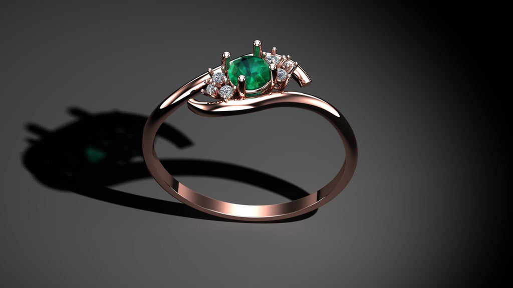 Diamond With Single Gemstone Ring