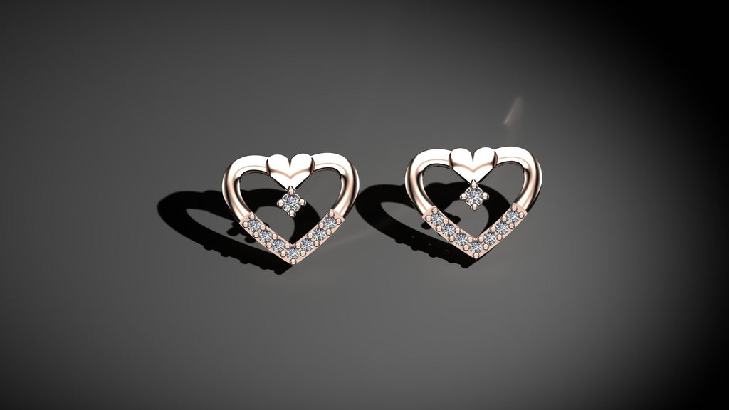 Ornate Heart Diamond Earrings
