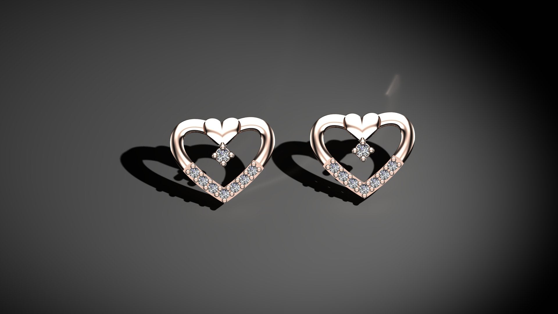 Ornate Heart Diamond Earrings