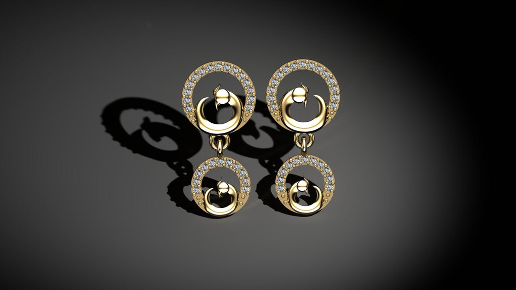 Peacock Diamond Studd Earrings