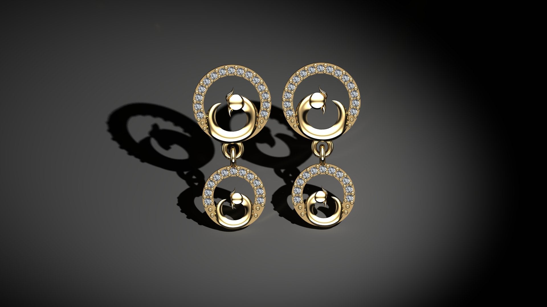 Peacock Diamond Studd Earrings