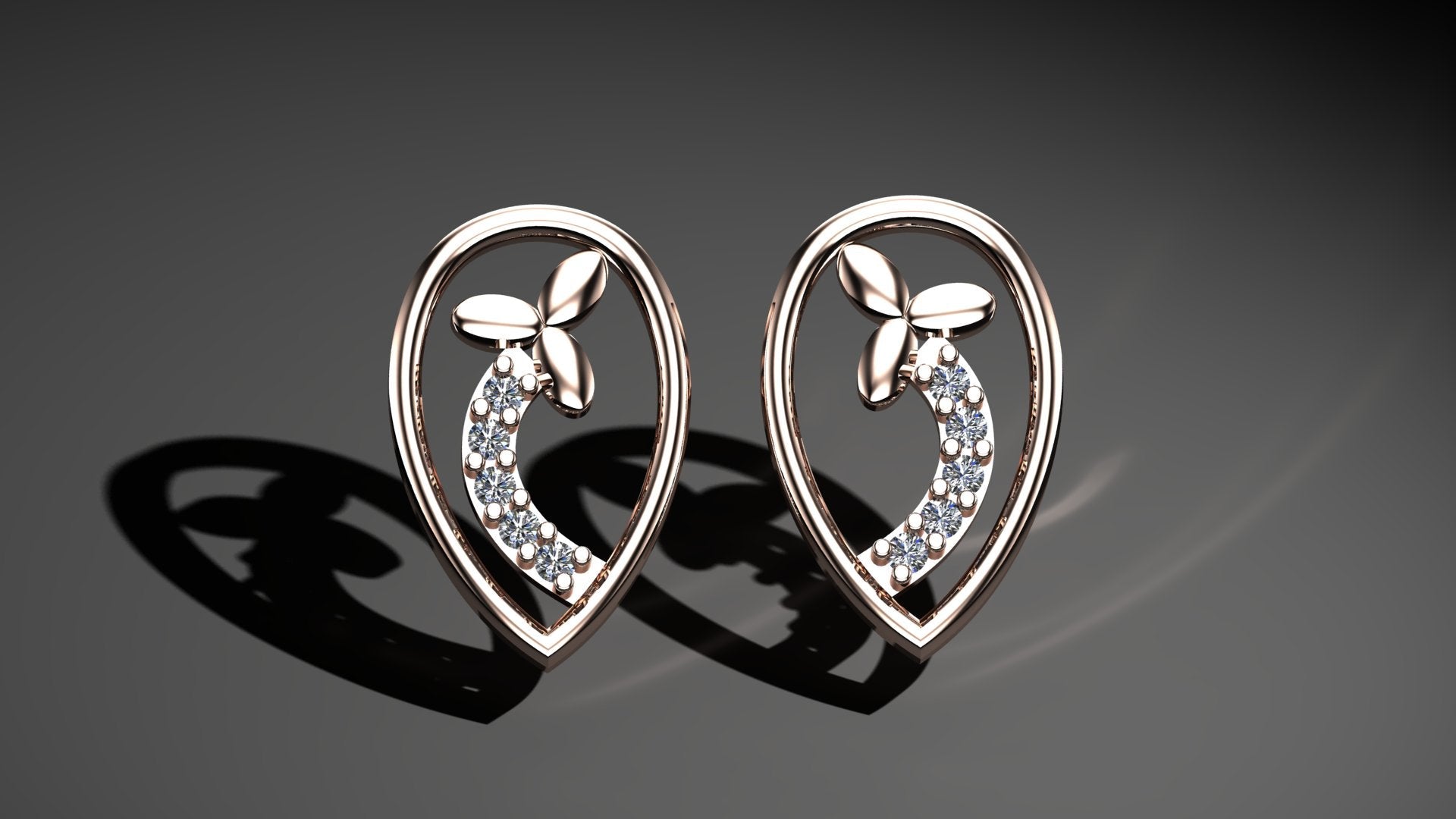 Trickle Diamond Stud Earrings