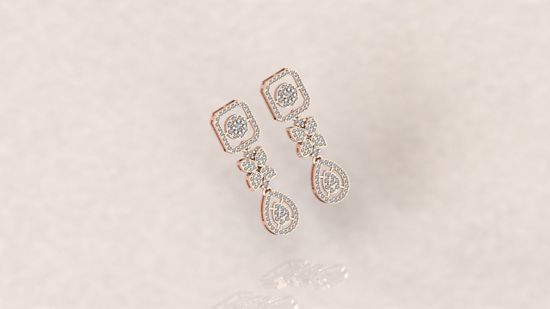 Exquisite Rose Gold Diamond Earrings