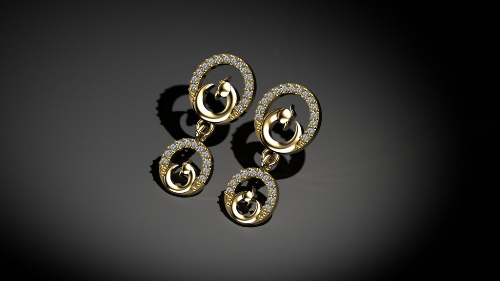 Peacock Diamond Studd Earrings