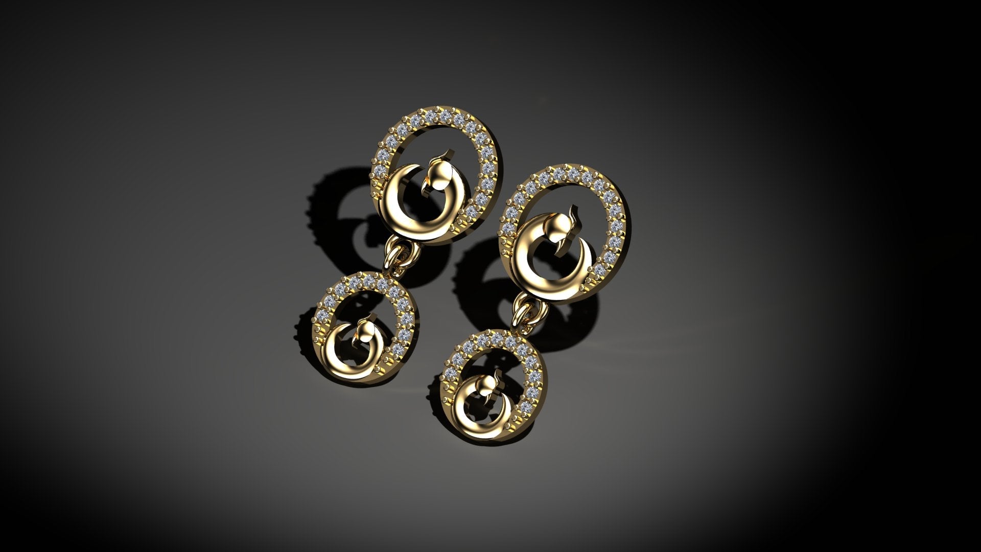 Peacock Diamond Studd Earrings