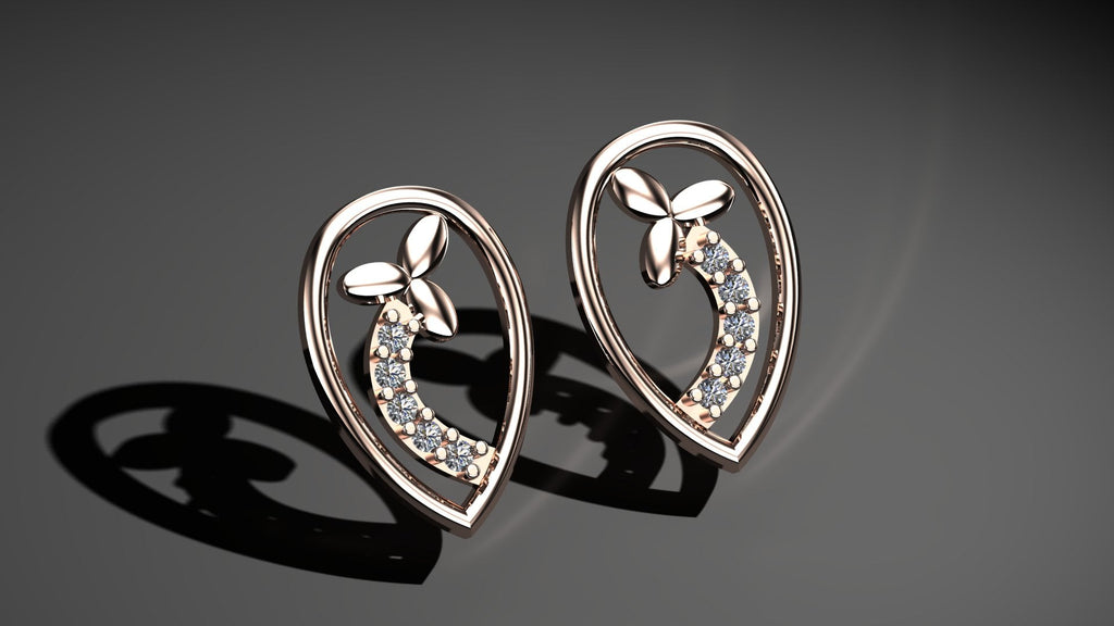 Trickle Diamond Stud Earrings