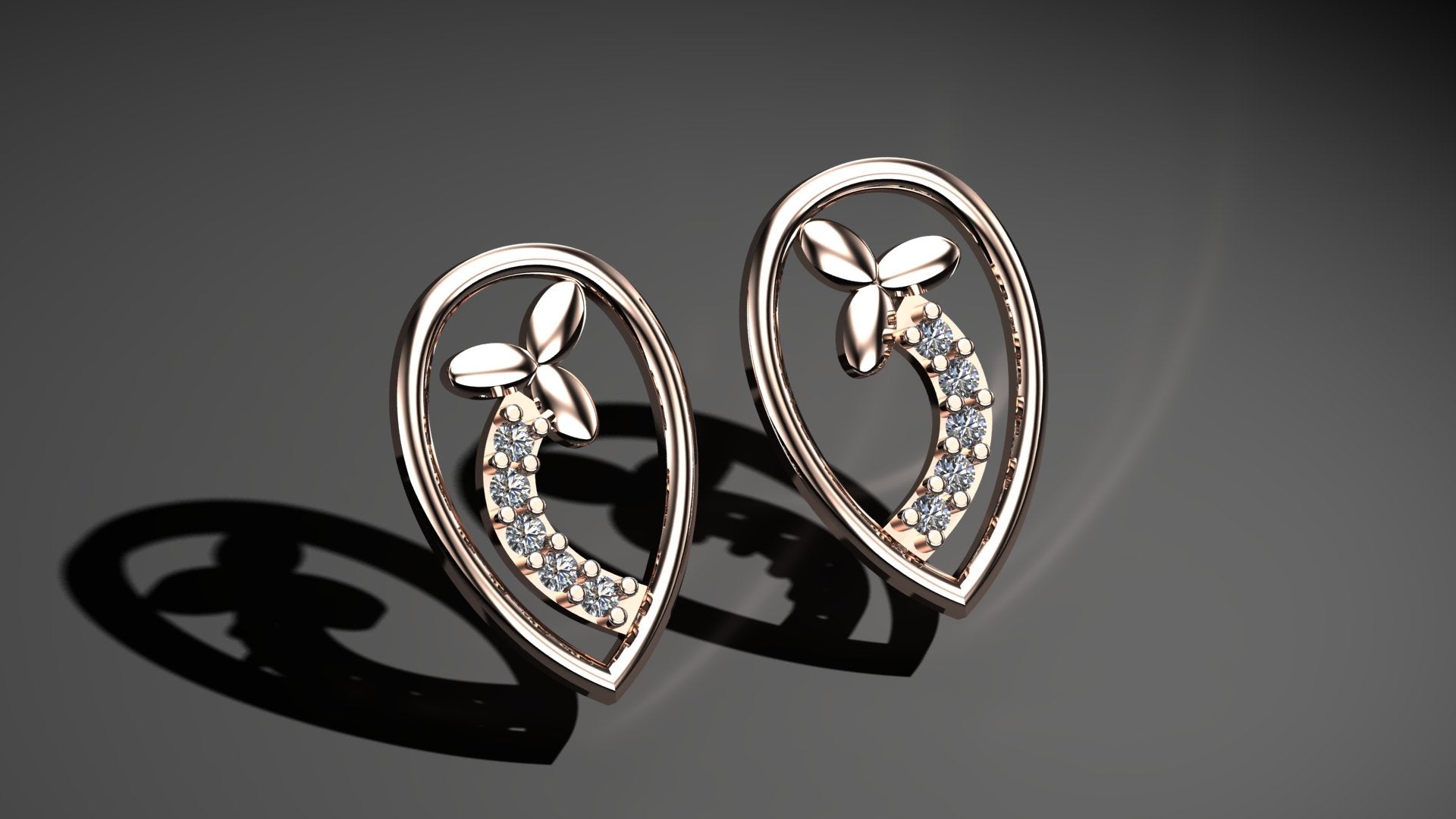 Trickle Diamond Stud Earrings