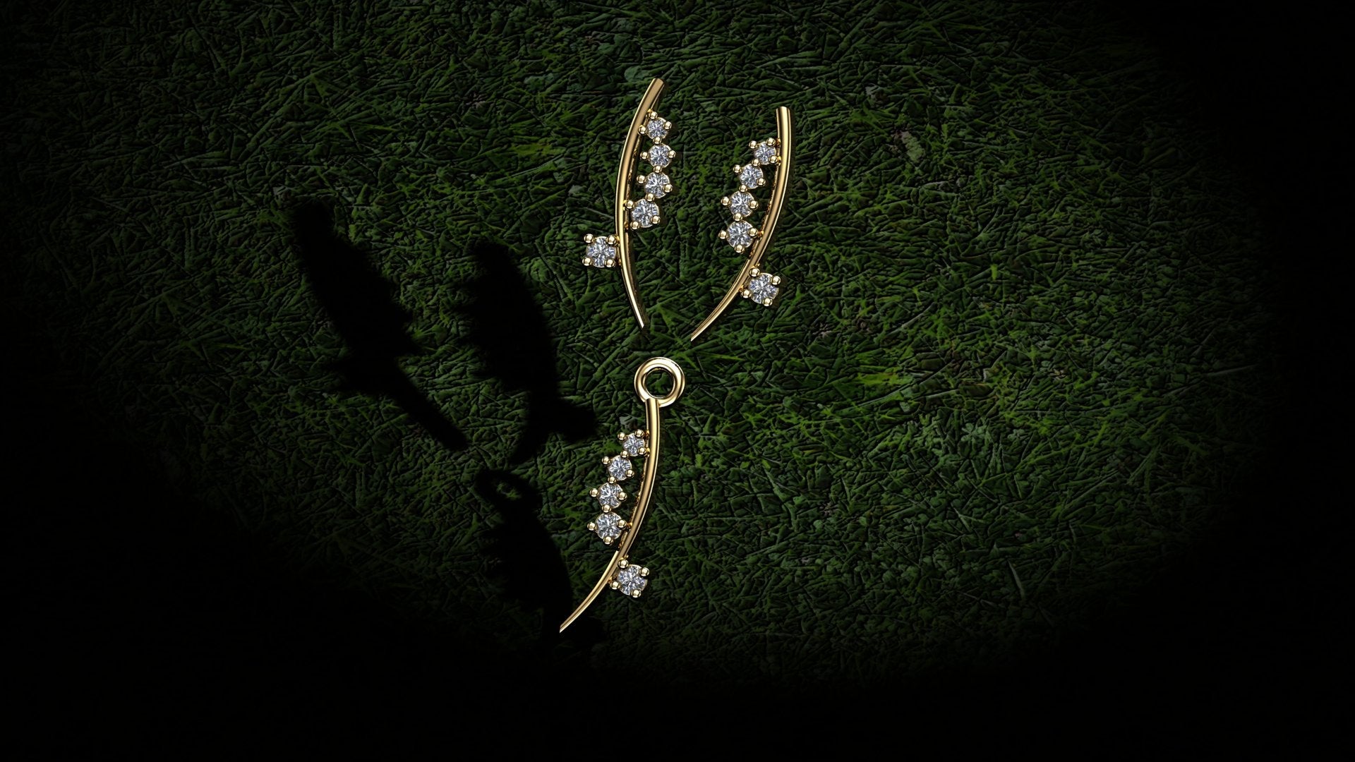 Golden Cascade Pendant with Earrings