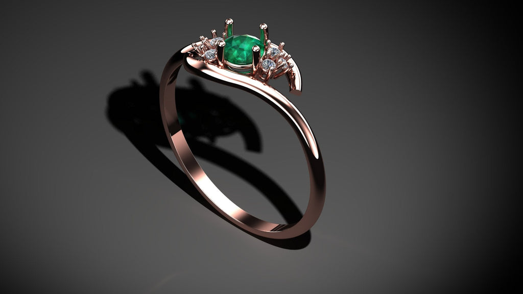 Diamond With Single Gemstone Ring