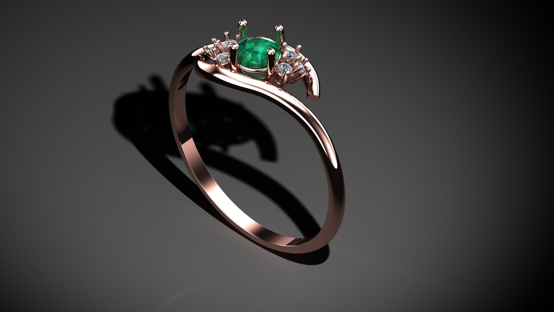 Diamond With Single Gemstone Ring