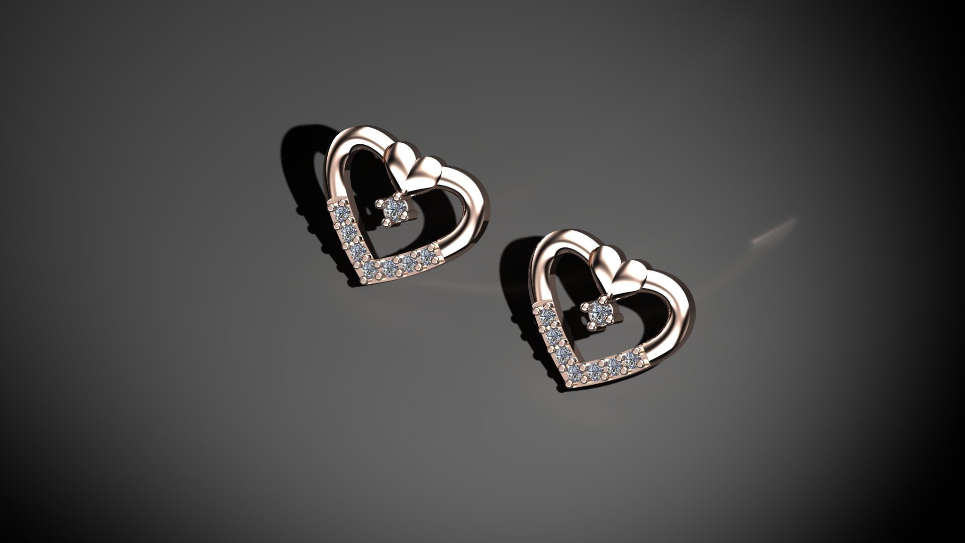 Ornate Heart Diamond Earrings