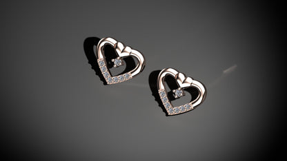 Ornate Heart Diamond Earrings