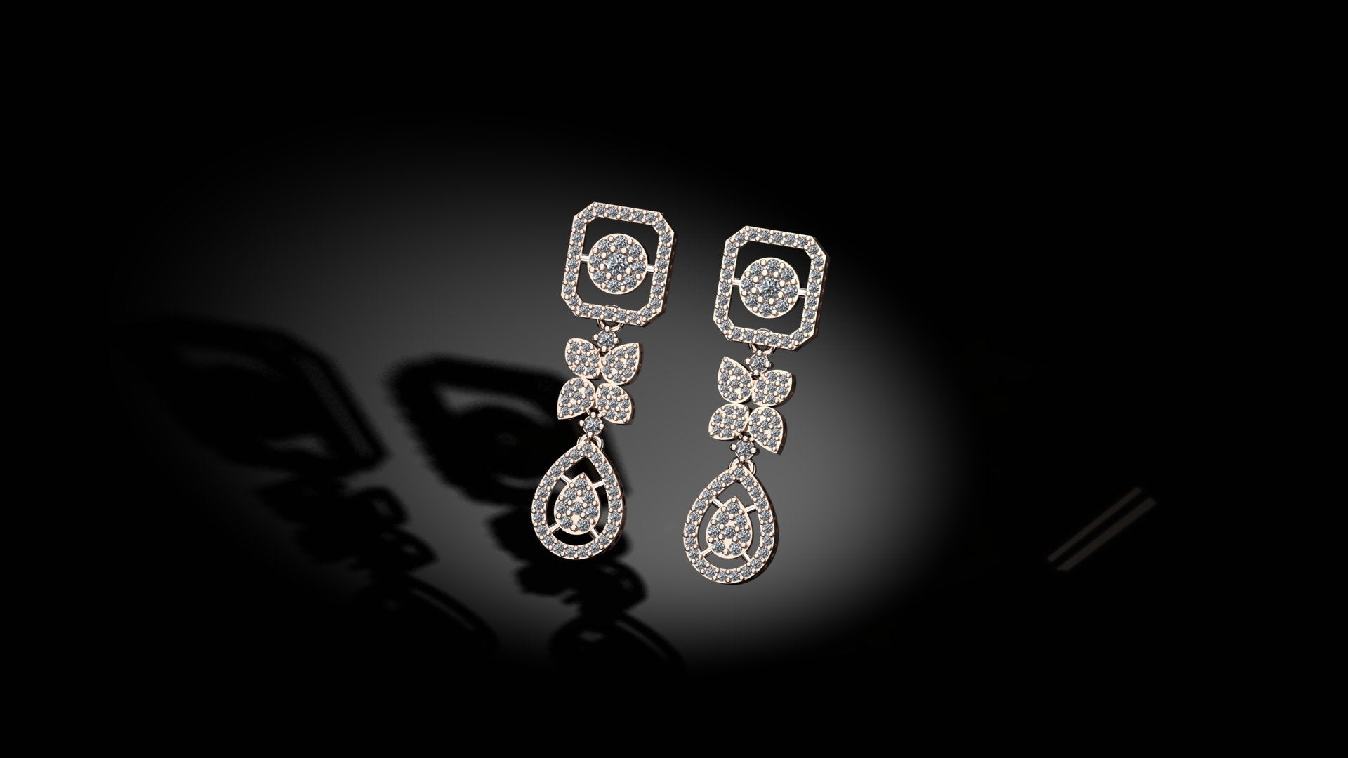 Exquisite Rose Gold Diamond Earrings