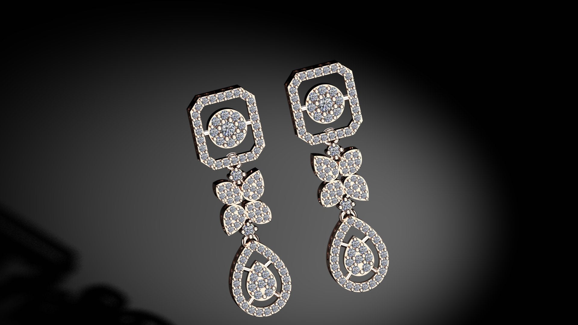 Exquisite Rose Gold Diamond Earrings