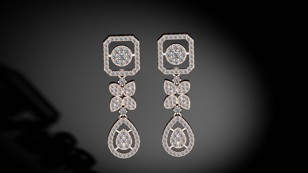 Exquisite Rose Gold Diamond Earrings