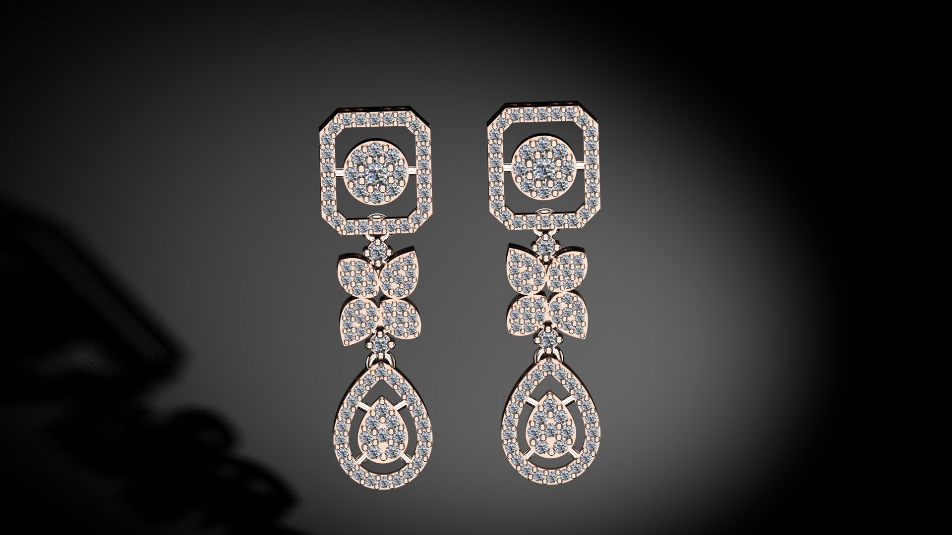 Exquisite Rose Gold Diamond Earrings