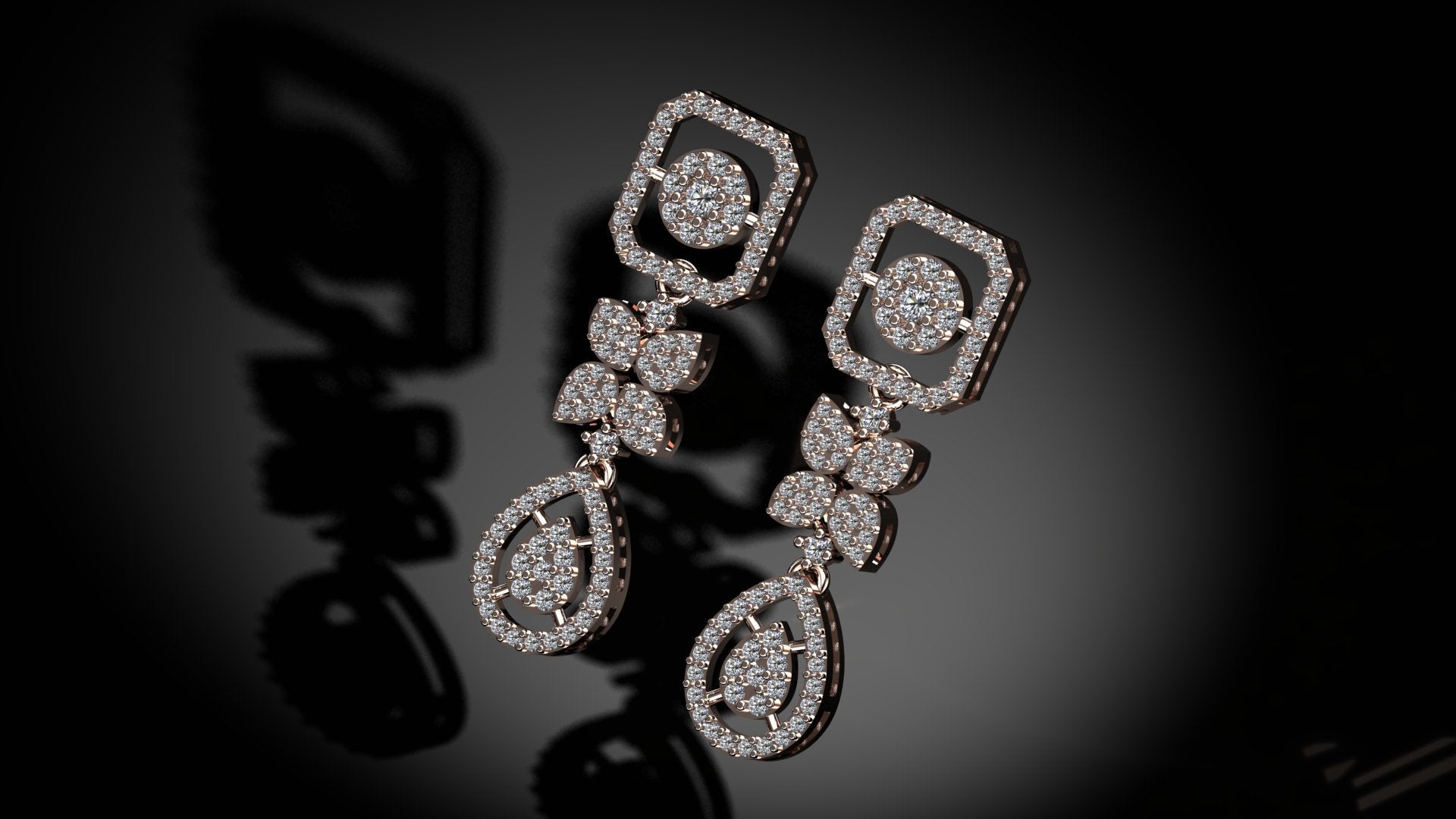Exquisite Rose Gold Diamond Earrings