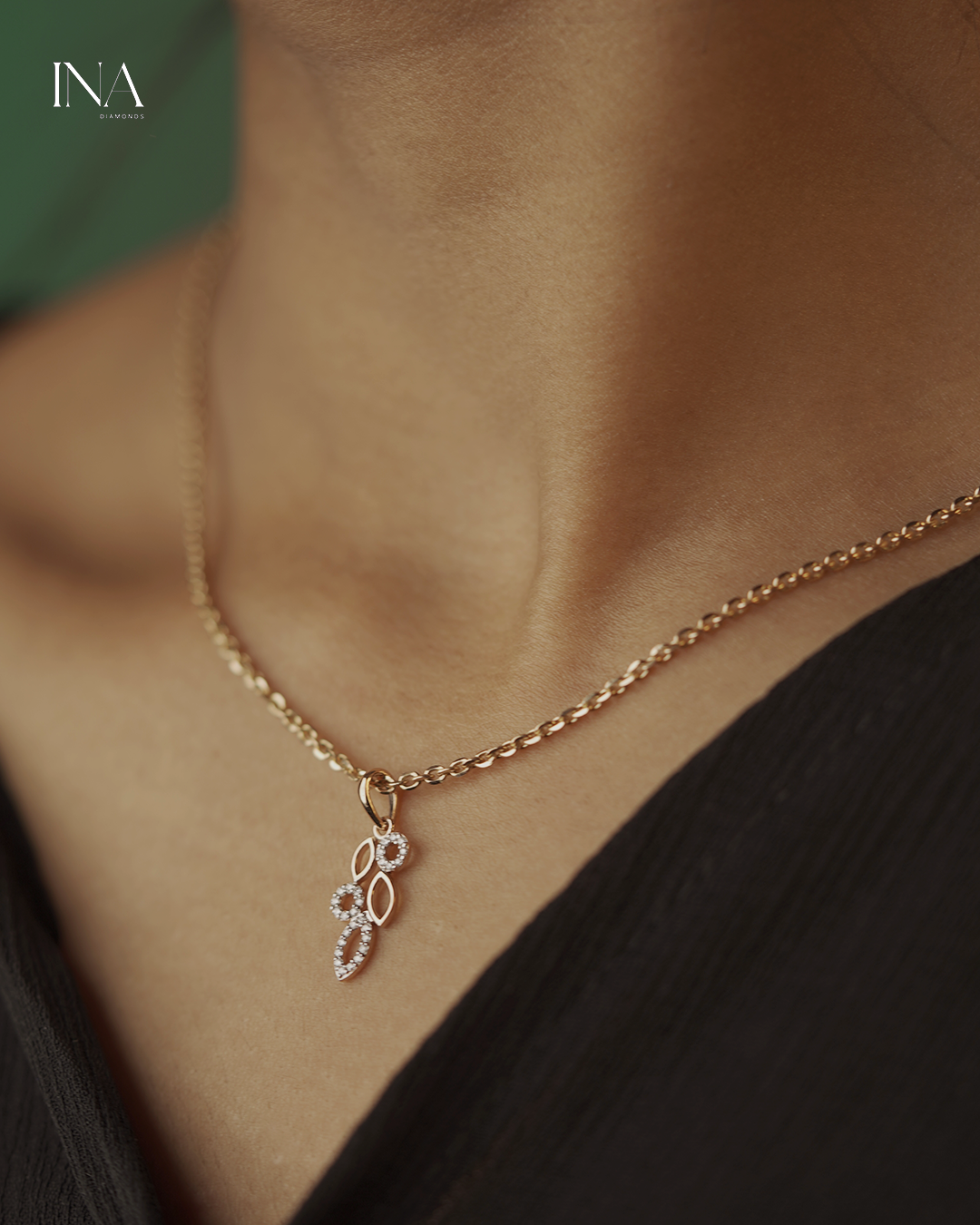 Elara Leaf Diamond Pendant