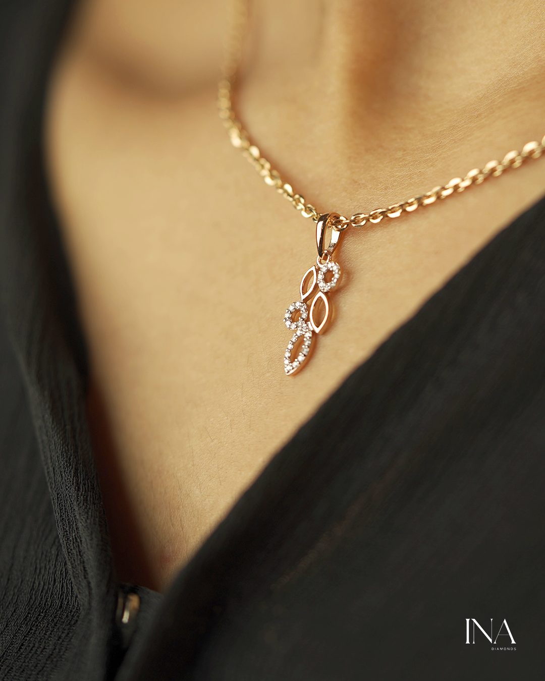 Elara Leaf Diamond Pendant