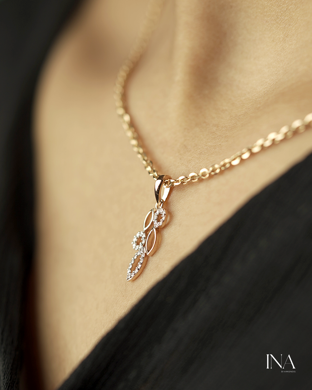 Elara Leaf Diamond Pendant