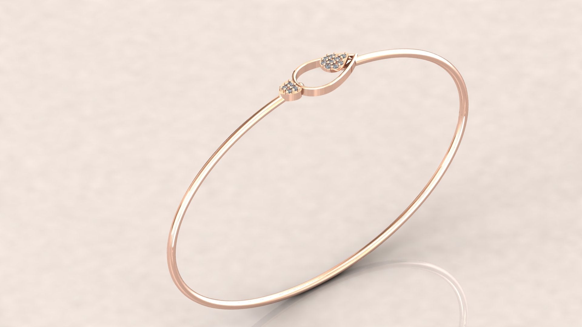 Delicate Oval Diamond Bangle